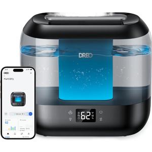 Dreo Smart Humidifiers for Bedroom, Top Fill 4L Supersized Humidifier Large Room with 28 dB, 36H Runtime, Touch/APP/Voice Control, Nightlight, Cool Mist Humidifiers for Baby, Plants, Indoor, Black