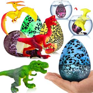 4 Pack 4.5" Large Dinosaur Hatching Surprise Eggs Dinos Eggs Toys for Kids Toddlers, Grow in Water Dinosaur Party Favors Goodie Treat Bag Basket Stuffers Gifts Birthday Classroom Prizes for Boys Girls (Black)