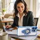 Magnetic case for iPhone 14 Pro with Full Camera Lens Protection(Compatible with MagSafe),Military Shockproof Slim Electroplate Bumper Clear Cover Built-in Invisible Ring Stand,Blue