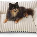 Cute Couch Bed for Pets, Supportive Cat Sofa for Indoor Cats, Small Dog Sofa Bed for Small Dogs, Cream, 24 inches (24.0"L x 18.0"W x 10.0"Th)