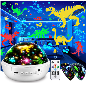 PIKOY Dinosaur Toys Night Light Projector, 93 Lighting Mode Baby Sensory Toys 6-12 Months,360° Rotate Kids Sensory Toys for Autism,Dimmable+Timer+Remote 1 Year Old Boy Gifts 1 Year Old Girl Gifts