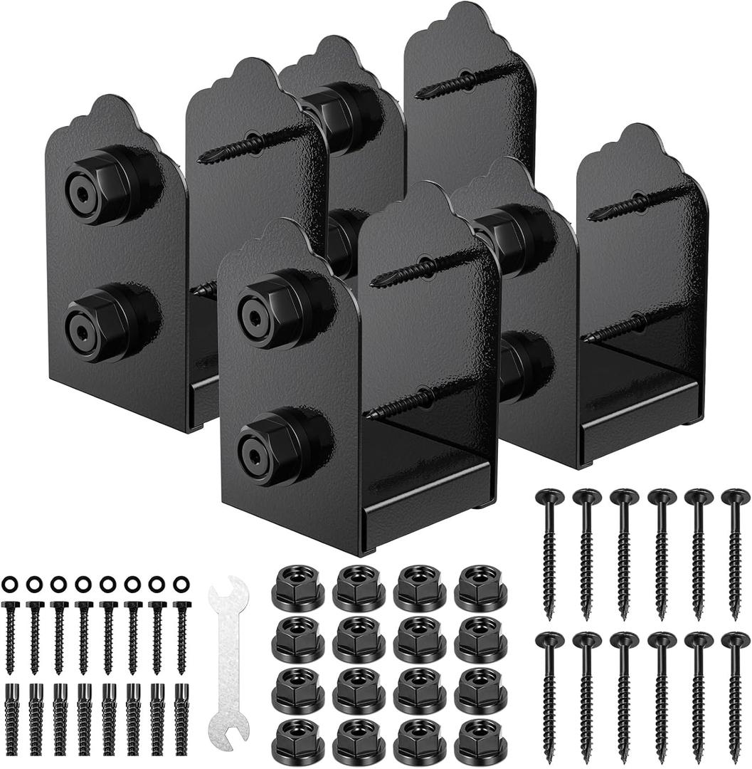 4x4 Post Base, 4Pcs Stainless Steel Post Anchor Bracket (Internal 3.5 x 3.5), Adjustable Post Base for Pavilion Deck Porch Handrail Railing Support Decorative Anchor Plate