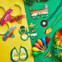 Jexine 48 Pcs Mexican Fiesta Party Supplies Including Cinco De Mayo Fiesta Sombrero Headbands Necklaces Paper Eyeglasses Plastic Maraca Mexican for Cinco De Mayo Party