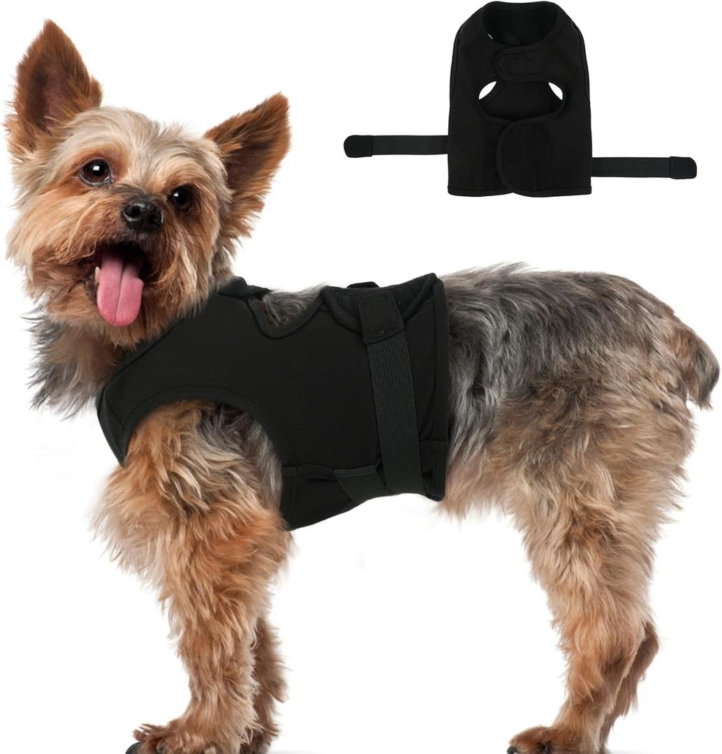 MIGOHI Dog Anxiety Relief Jacket, Breathable Calming Shirt for Dogs, Soft Compression Vest for Thunderstorm, Fireworks, Separation - Dog Anxiety Calming Wrap Helps Stop Shaking & Barking, Black M