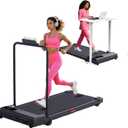 Portable Walking Pad Treadmills for Home Small, Electric Mini Walking Treadmill for Exercising, 3.0HP Compact Walking Pad Treadmill with Handle Bar, 0.6-7.6MPH, 350LB Capacity