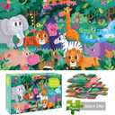 TAOZI&LIZHI Puzzles for Kids Ages 4-6, 6-8, Jungle Animals Toddler Puzzle Age 2-4, Jigsaw Floor Puzzles for Kids Ages 3-5, Puzzles Gifts Toys for Boys Girls Children (46 pcs, 2 x 3 feet)