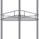 HuggieGems 5 Tier Floor Standing Corner Shower Caddy Organizer Shelf with Hooks, Bathroom Shelves Stand Rack, Dark Gray
