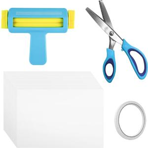 Paper Crimper Tool, 9" Pinking Shears, 100 Sheets Glossy Thin Inkjet Paper 8.5 x 11 Inches with Double Sided Tape for Chip Bags Crafting for Inkjet Printer, DIY Crafts Arts, Scrapbooking (White Photo Paper)