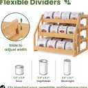 HOMESTEAD Bamboo Can Organizer for Pantry - 3 Tier Rack with Adjustable Dividers, Gravity Feed Canned Goods Organizer, 36 Cans Soda Storage