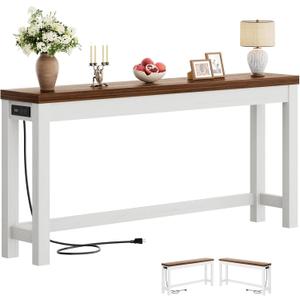 Cyclysio 63" Console Table with 2 AC Outlets & 3 USB Ports, Rustic Oak
Farmhouse Entryway table with Charging Station, 13.8" Deep Long Sofa Table Behind Couch for Hallway, Living Room, Home Office