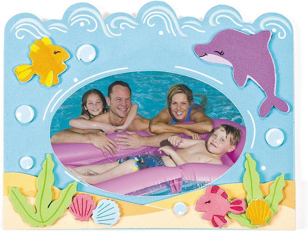 Fun Express Under The Sea Picture Frame Craft Kits - Makes 12 - Crafts for Kids and Fun Home Activities - VBS Vacation Bible School Supplies/Decor | Crafts for Kids, Fun Home Activities, VBS Vacation Bible School Supplies/Decor, 6" x 4 1/2" with a 4" x 2 1/2"