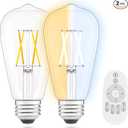 AIELIT Vintage Remote Control LED Edison Light Bulbs E26 Standard Base Dimmable 4Watt(40W Equivalent) Adjustable Color Temperature (2700K 5000K) No App or WiFi Required Remote Included 2 Pack