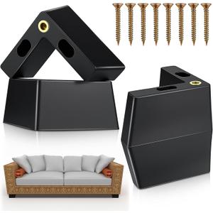 Leinuosen 4 Pcs 1.97 Inch Height Patio Furniture Riser l Shaped Outdoor Waterproof Plastic Sofa Legs Replacement Couch Feet with Screws for Outdoor Yard Sofa Couch Table Chairs Feet Support