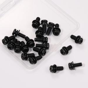 10 x 20 Pcs M3 Screws Assortment,Machine Screws with Nuts Washers, Phillips Head M3 x 10mm Black with Washers (20, M3)