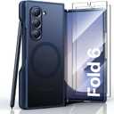 TORRAS Blue for Samsung Galaxy Z Fold 6 Case(ONLY), [Compatible with MagSafe] [Only Daily Protection] Shockproof Translucent Hard Back Slim Phone Case ONLY for Z Fold 6,Blue