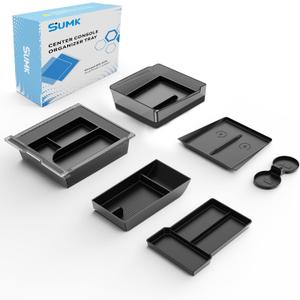 Center Console Organizer Tray for Tesla Model Y Juniper 2026 2025 (Premium & Performance), 8PCS - PC Material & Silent Silicone Armrest Storage Box Bottom Liners Wireless Charging Pad Cup Holder