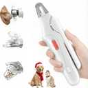 2 in 1 Dog Nail Clippers & Cat Nail Clippers Trimmers for Large Medium Small Dogs Cats Claw Trimmer Quick Sensor and Safety Guard USB Rechargeable Dogs Nail Trimmer with Catcher & 2 LED Lights (White)