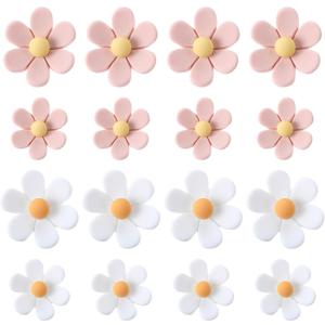 3D Flower Fridge Magnets Cute Mini Colorful Decorative Magnets Photo Wall Fixing Suitable for School Office Locker Kitchen Cabinet Whiteboard 16 Pcs (Pink White)