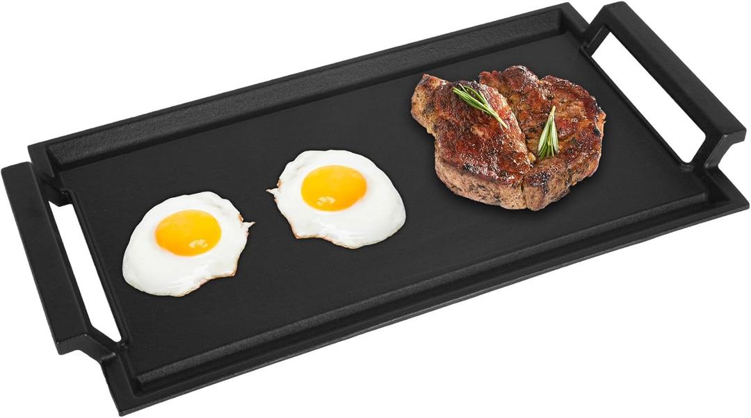 SafBbcue Cast Iron Pot, Griddle Pan Hot Plate, Pre-Seasoned, Grill for Stovetop, Oven, Grill & Campfire, Suitable for Outdoor Cooking Kitchen and Patio Backyard, 17 x 9 Inch