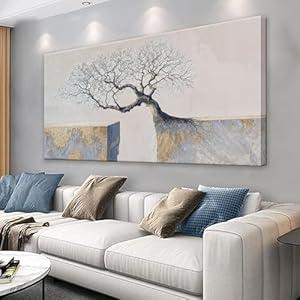 Suconvng Modern Canvas Wall Art Decor Print Paintings Tree Of Life Landscape Painting Motivational Wall Decor Prints Picture For Bedroom Office Home Kitchen Artwork Ready To Hang 20" × 40"