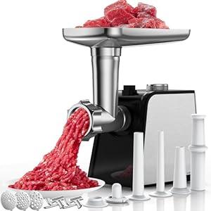 LOSRSWA 3200W Max Electric Meat Grinder & Sausage Stuffer - Heavy Duty Mincer Machine with 2 Blade And 3 Plates, 3 Tubes & Kubbe Kit for Home Kitchen Use MG-S9
