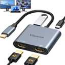 VIENON USB C to Dual HDMI Adapter 4K@60HZ, USB C Hub HDMI Adapter for Dual Monitors with USB-A 3.0, 100W PD Compatible for MacBook Air/Pro, More Thunderbolt 3/4 Laptop