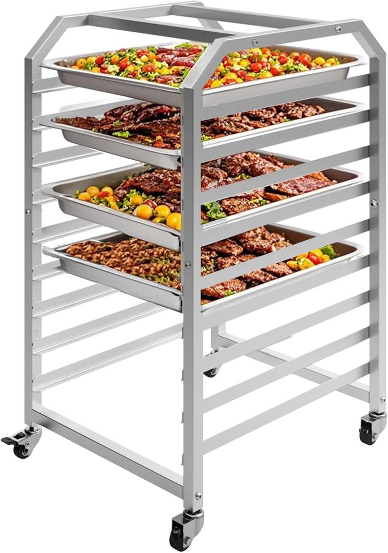 9-Tier Commercial Bun Pan Rack with Wheels Applicable to: Quarter Sheet Pan /Half Sheet Pan - Heavy Duty Speed Rack Rust Proof Bread Proofing & Storage for Bakeries, Commercial Kitchens 15"x16"x28"