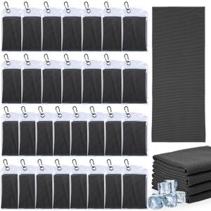 Honoson 30 Pack Cooling Towels 27"x16" Microfiber Neck Cooling Towel with Pouches, Reusable Sports Towel for Gym Running Golf Workout Outdoor Heat(Dark Grey)