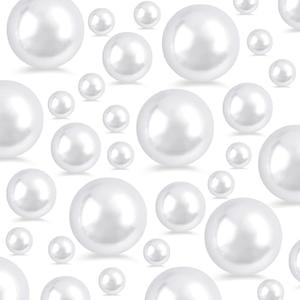 EGKamh 260Pcs White Glossy Beads - 6mm, 14mm, 18mm Round Plastic Pearl Beads for Centerpiece Decor, Wedding, Birthday, Christmas Party, Home Decor