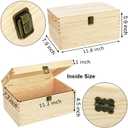 yarlung Unfinished Wooden Box with Hinged Lid, 12 x 8 x 6 Inch Large Memory Box for Crafts, Unpainted DIY Gifts Box for Jewelry Storage, Treasure Chest, Art Hobbies, Front Clasp
