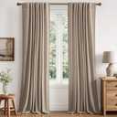 MIULEE 100% Blackout Linen Curtains for Bedroom 84 inches Long, Thermal Insulated Room Darkening Black Out Drapes for Living Room, Back Tab Rod Pocket, 2 Panels Set, 40 Wide x 84 Length, Taupe