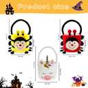 2 x Set of 3pcs, Halloween Trick or Treat Bags, Adorable Unicorn & Bee & Ladybug Plush Baskets, Halloween Candy Bucket for Kids Gifts Party Decoration Supplies, Dia 7.9" * H 15.7"