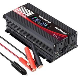 1000W/2000W(Peak) Car Power Inverter DC 12V to 110V/120V AC Converter with LCD Display Dual AC Outlets and Dual USB Car Charger for Car Camping Laptop Truck Black