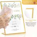 36 Pack Acrylic Sign Holder Gold Frame Table Numbers Slanted Back Menu Display Stand Clear Flyer Document Photo Display Holders Plastic Table Signs for Wedding Office(Vertical Style,4 x 6 Inch)