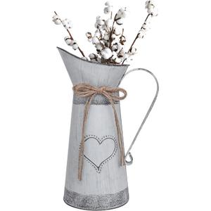Soyizom Vintage French Pitcher Vase Galvanized Metal Rustic Vases for Dried Flowers,Farmhouse Decorative Pitchers Rustic Watering Milk Jug Vases for Kitchen Home Fireplace Country Decor-11''H Pitcher