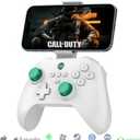 Megadream Mobile Game Controller for iPhone iPad, Wireless Android Gamepad - PS Remote Play, Xbox Cloud, Steam Link, GeForce Now, MFi Arcade Games, Micro & Hall Trigger, with Phone Clip, White (Blanco)