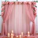 PARTISKY 20ft X 10ft Dusty Rose Tulle Backdrop Curtain for Parites, Sheer Backdrop Curtains Fabric Drapes for Wedding Ceremony Arch Party Stage Decorations