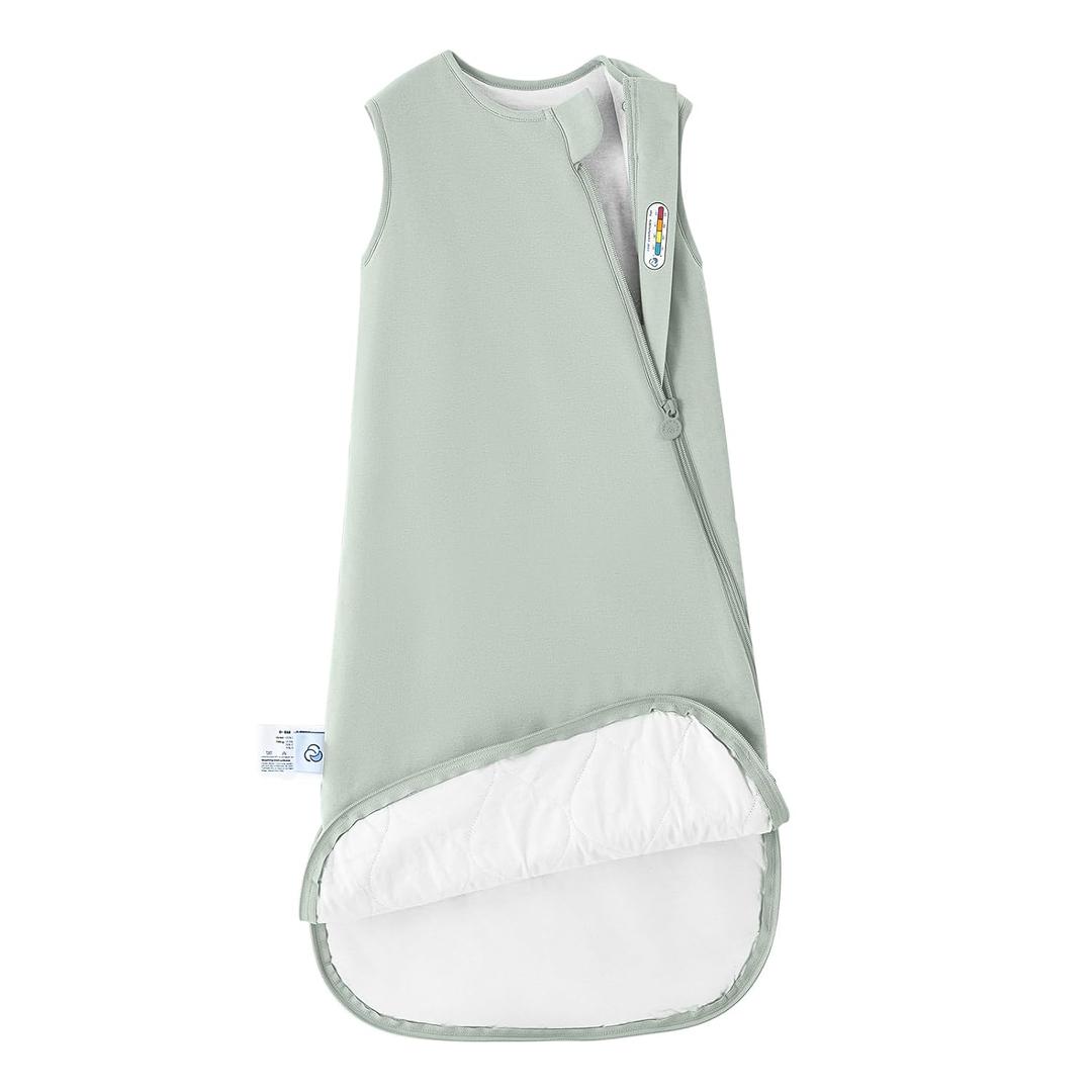 Baby Sleep Sack 0-6 Months 1.0 Tog Sleeveless Sleep Sack Organic Cotton, Regulating Camel Wool Blend Wearable Blanket for Infants 2-Way Zipper Quilted Sleeping Sacks,Gifts for Baby, 0-6M