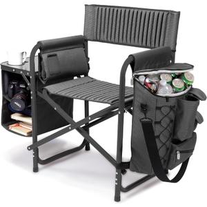 ONIVA - a Picnic Time Brand Fusion Original Design Outdoor Folding Chair, Gray with Black Frame , 33 x 7 x 21