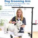 Dog Grooming Table Arm with Clamp (33"-43") | Extendable, Foldable Stand & Restraint with Grooming Hammock, No-Sit Rope, Tray & Bag | for Small/Medium Dogs at Home & Salon