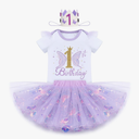 Baby Girl 1st Birthday Cake Smash Outfit Sequin Butterfly Romper Princess Tutu Dress Headband Photoshoot Clothes Size 1T