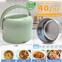 Aotto Electric Lunch Box, 40 oz Portable Food Warmer Heater, Lunch Warmer Portable for Work/Office/Car/Travel 12V/24V/110V 3-in-1, Warming Soup & Meal, Spill-Free, Men & Women's Gifts, Green