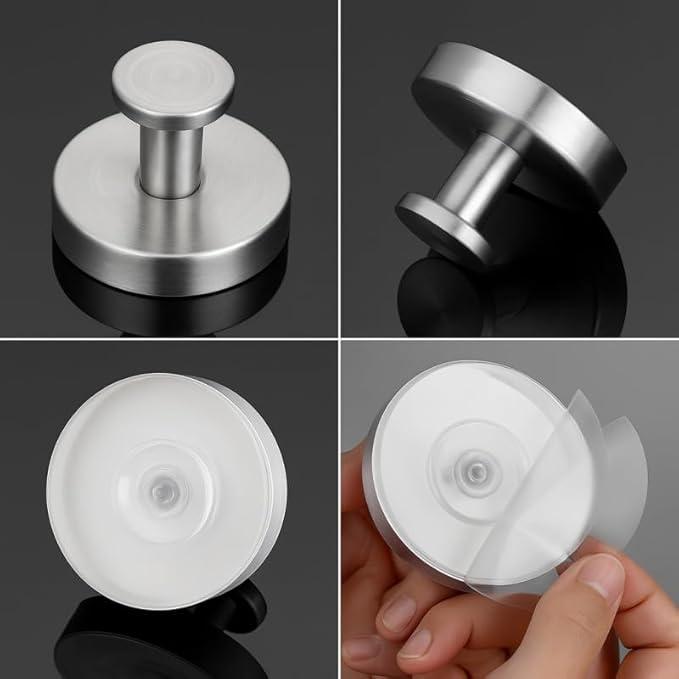 Home Suction Hooks (4x) Powerful Stainless Steel Suction Hooks without Drilling – Towel for Glass, Tiles, Kitchen