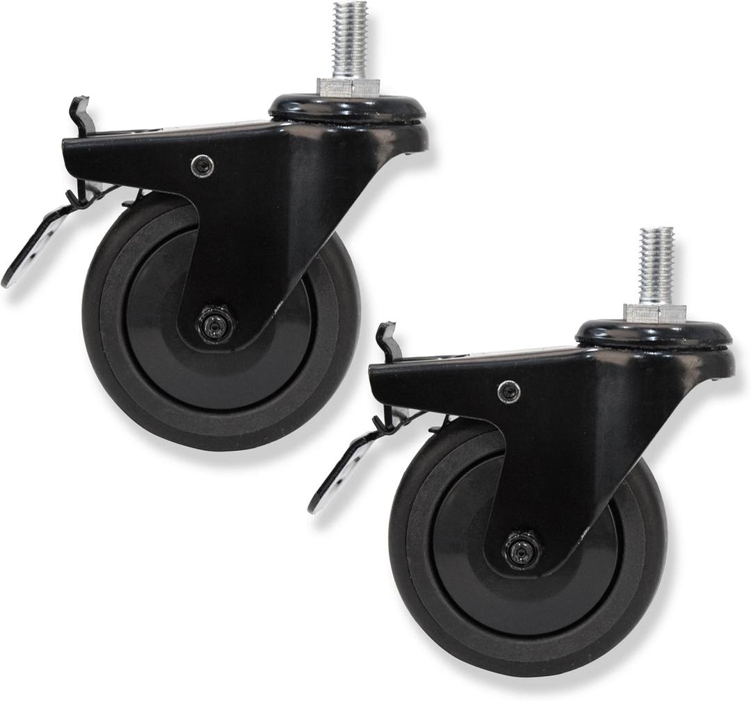 2 Pack 74064 Wheels for Pit Boss Replacement Wheels, 3" Locking Caster Wheels for Pit Boss Replacement Parts Navigator 1150 850, Austin XL, Pro Series