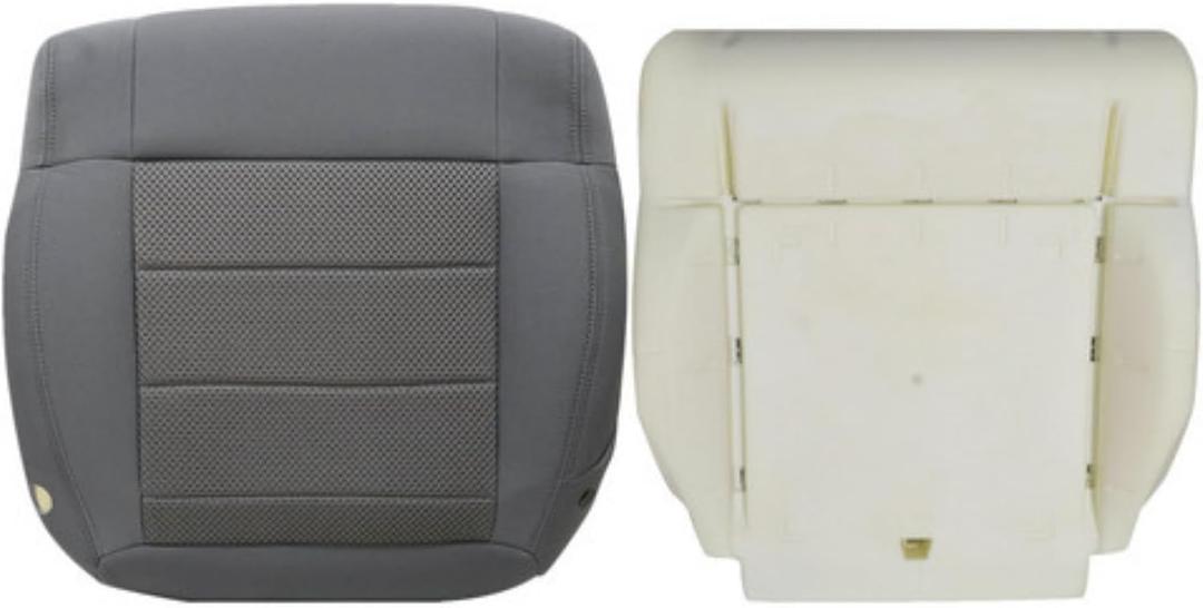 GXARTS Cloth Gray # E5DD Driver Side Bottom Replacement Seat Cover & Bottom Foam Cushion Pad Compatible with Jeep Wrangler 2008 2009 2010