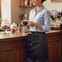 Chef Work Server Apron with 2 Pockets Black Half Aprons Chef Waist Apron Waitress Restaurant Aprons for Men, Women, Home (Black)