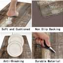 Mrcrypos Brown and Grey Small Kitchen Mat for Floor 17.3"x29" PVC Leather Kitchen Rug Waterproof Cushioned Anti Fatigue Comfort Mat Non Slip Standing Mat Laundry Kitchen Accessories