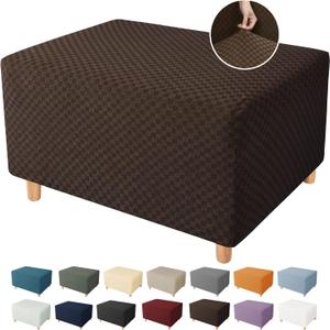 YEMYHOM Ottoman Cover Latest Jacquard Design High Stretch Folding Storage Footstool Protector Rectangle Removable Slipcover (Ottoman Small, Dark Coffee) (Ottoman Small, Dark Coffee)