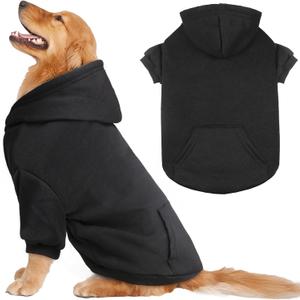 Dog Sweaters for Large Dogs Dog Hoodie Fleece Sweater Soft Clothes Sweatshirt with Pocket Hoodie for Large Dogs(Black&XL)