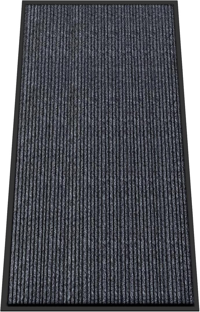Kuyal Front Door Mat, 4'x8' Indoor Outdoor Entrance Mat, Commercial Floor Mats Inside Outside Entrance, Heavy Duty Durable Welcome Mats, Rubber Backing Non Slip Outdoor Mats for Entryway,Dark Gray, 48" x 96"